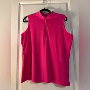 Tail Neon Pink Sleeveless Zip Mock Neck Tank